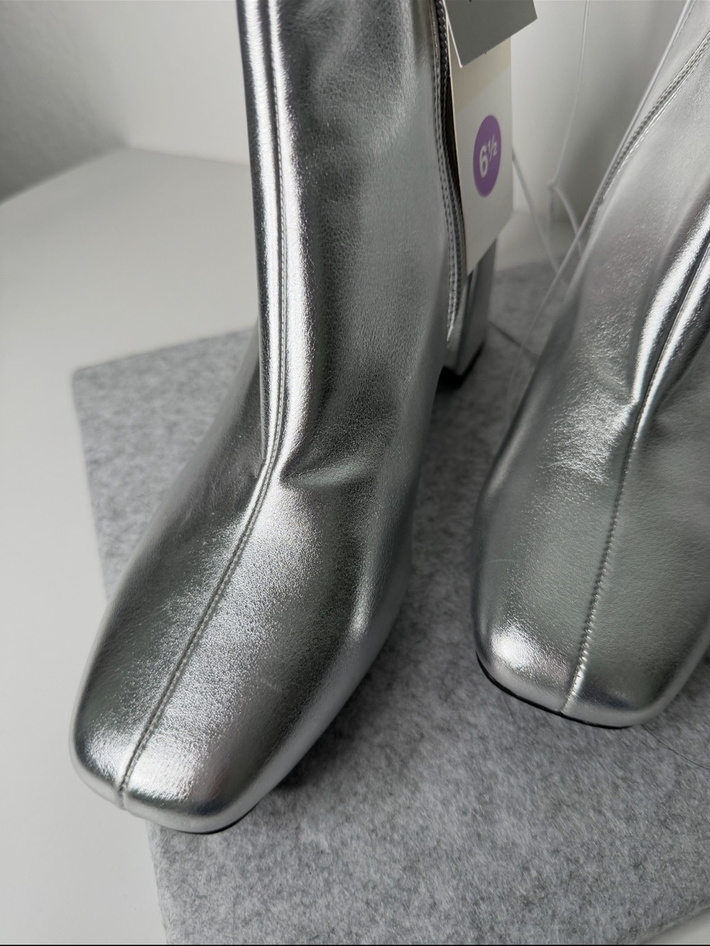 A New Day Silver Metallic Women's Ankle Boots
